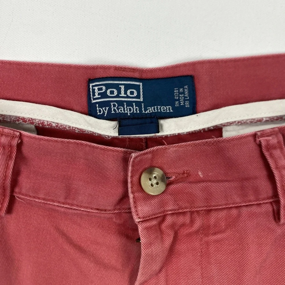 Polo Ralph Lauren Shorts Mens 33 Red Chino Flat Front Cotton Casual Summer